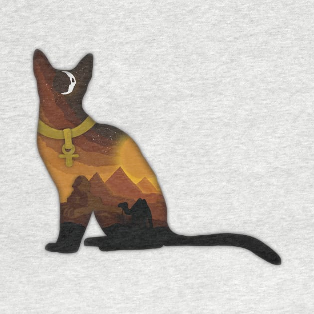 Minimalistic Paper Craft Digital Art - Egyptian Cat by JP